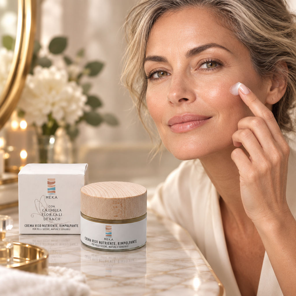 Crema Viso Anti-età su toeletta elegante